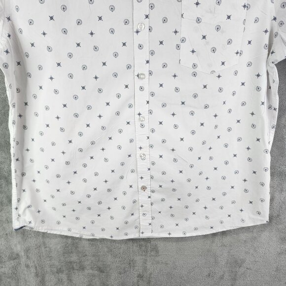 Mens Weatherproof Vintage Shirt White & Navy Short Sleeve Button Up Size XXL - Picture 3 of 12